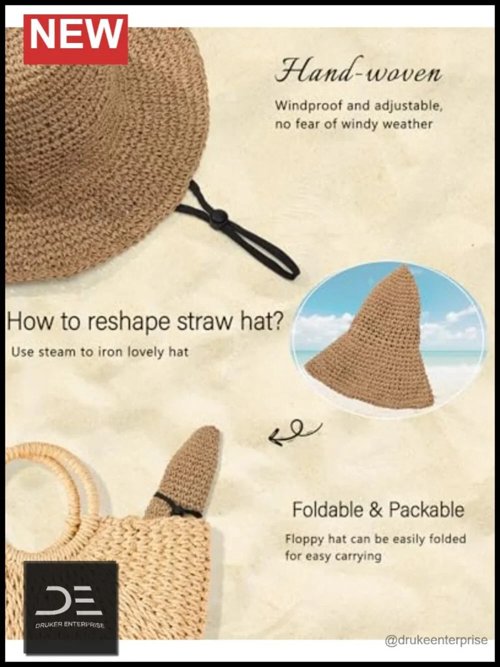 Handwoven Straw Floppy Bucket Sun Hat with Bows